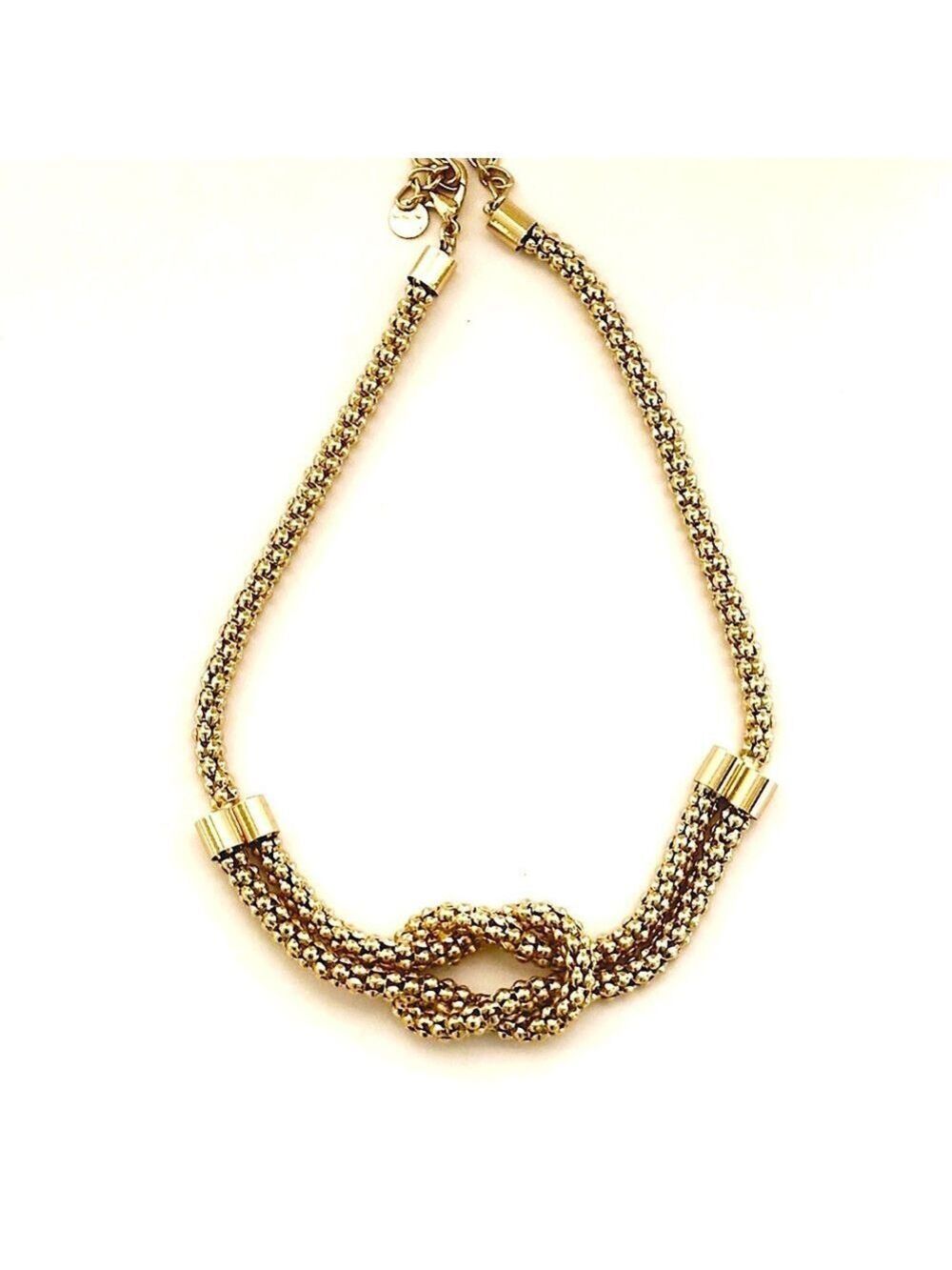 Talbots Gold Woven Knot Collar Necklace